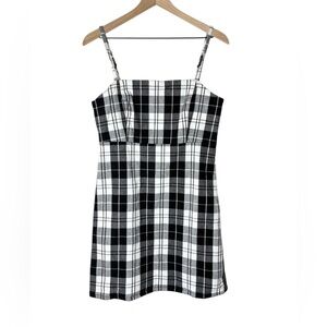 Hollister Plaid Mini Dress Check Pattern A-Line Y2K Grunge Flannel Square Neck